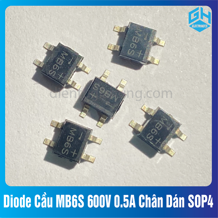 Combo 10 con Diode Cầu MB6S 600V 0.5A Chân Dán SOP 4