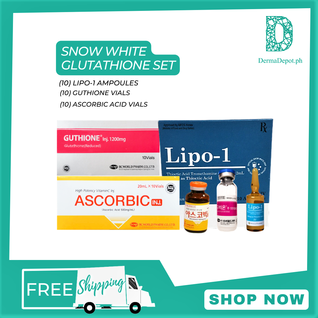 Snow White Glutathione Med Set [10 Vials Gluta, 10 Amps Lipo1, 10