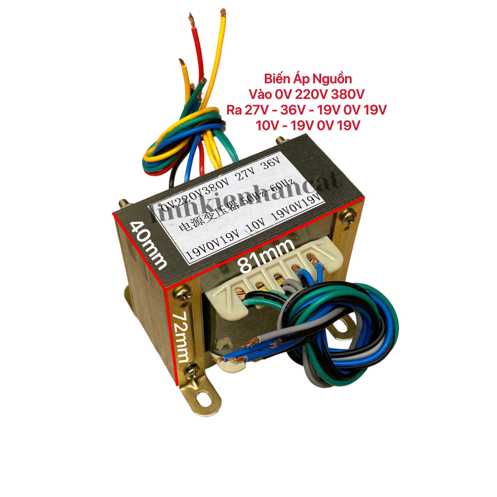 Biến áp nguồn vào 0-220v-380v ra 27v 36v 19v-0v-19v 10v 19v-0v-19v
