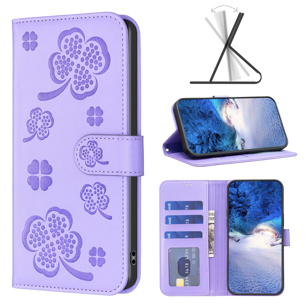 Case For Xiaomi Redmi Note 9 Pro Max Note 9s Redmi Note 8T Redmi 9 Redmi Note 9 Redmi 10X 4G Redmi 9A Redmi 9C Redmi 10A Poco C31 Redmi Note 8 Pro Fashion PU Leather Four Leaf Clover Phone Case Flip Folio Card Wallet Protective Back Cover