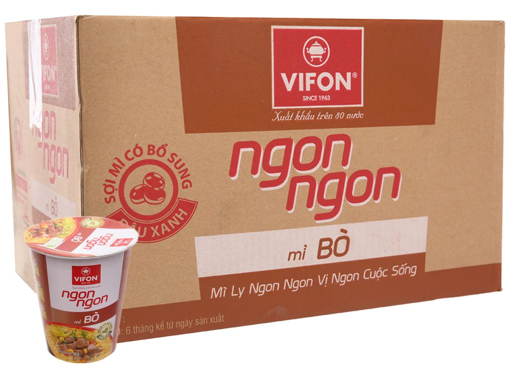 Thùng 24 ly mì bò Vifon Ngon Ngon 60g