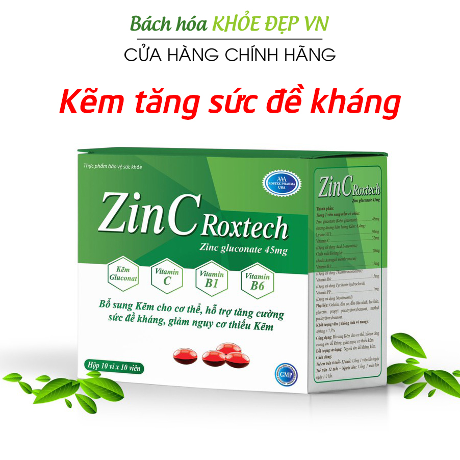 Viên kẽm zinc gluconate, vitamin C, B, PP giúp tăng cường sức đề kháng, tăng cường sức khỏe - Hộp 100 viên thumbnail