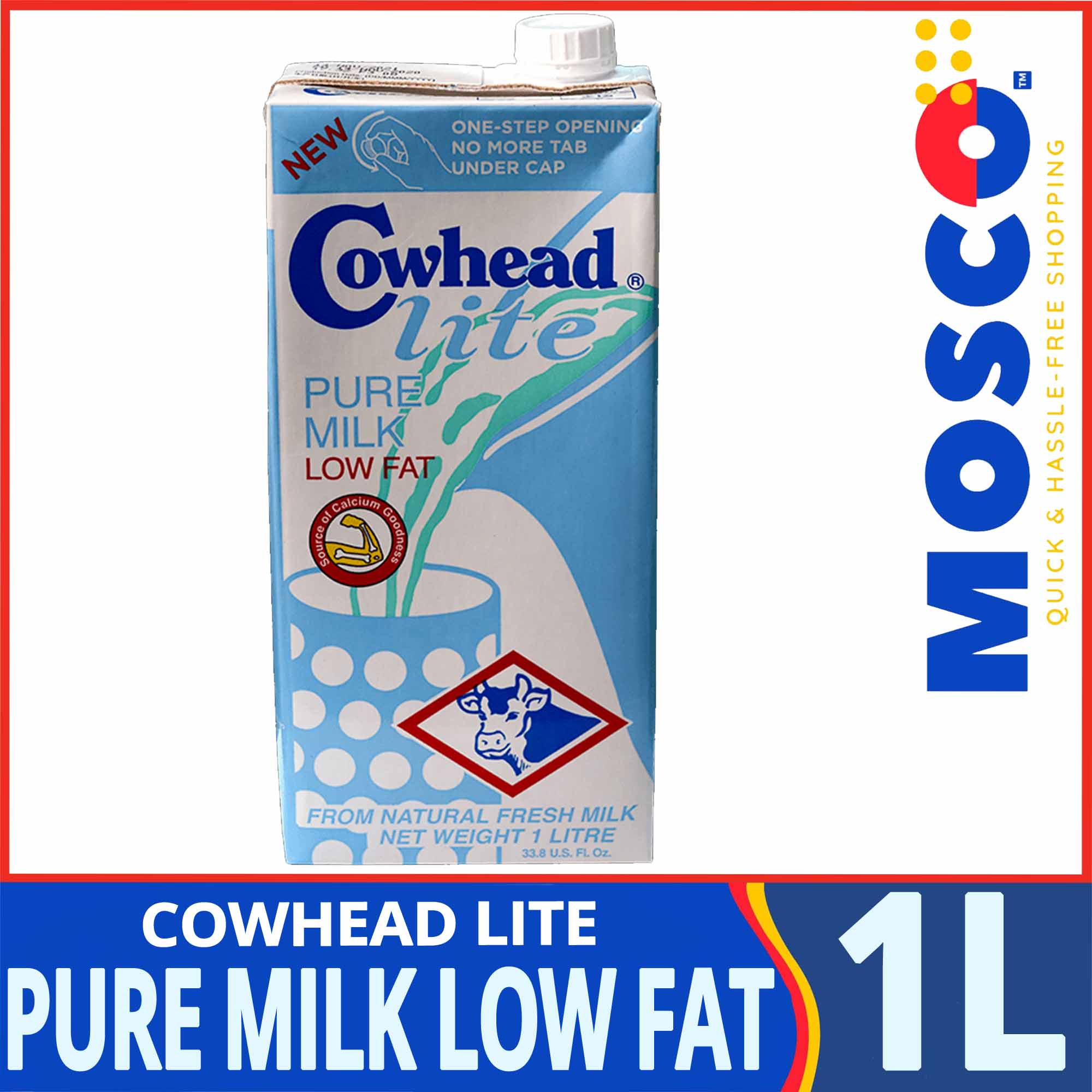 Cowhead™ Lite Low Fat Pure Milk 1L Low Fat Milk Contains Milk