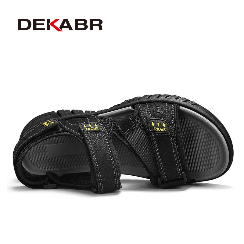 DEKABR New Casual Men Sandals Breathable Mesh Summer Lightweight Fashion Outdoor Genuine Hide Summer Sandals Plus Size 38-48. 