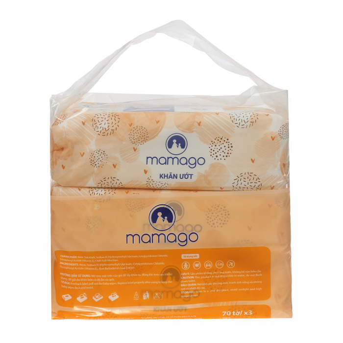 Combo 3 gói khăn ướt tinh khiết Mamago 70pcs MMG