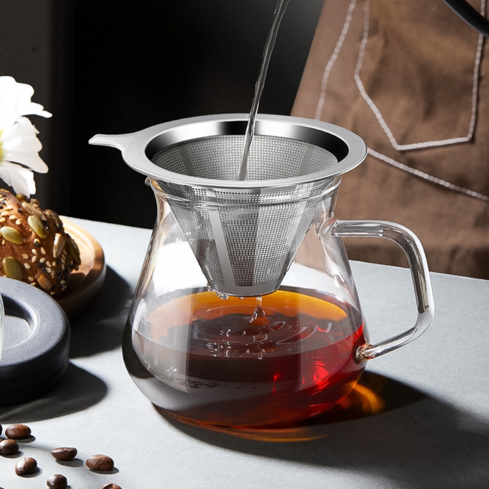 INSURRMOUNTABLE GREEABLE83IN5 Holder Double Layer 304 Stainless Steel Coffees Drip Mesh Basket Tools Coffee Filter Tea Filter