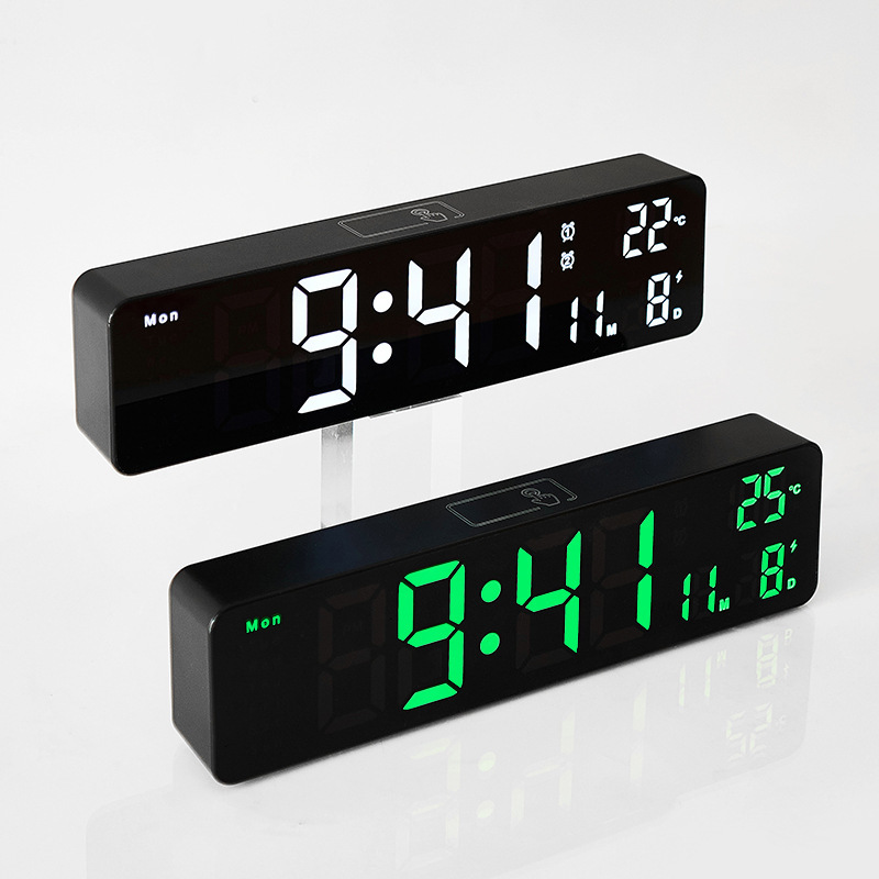 Clock 10-inch simple multi-function wall clock LED clock mute travel time multi-group alarm clock