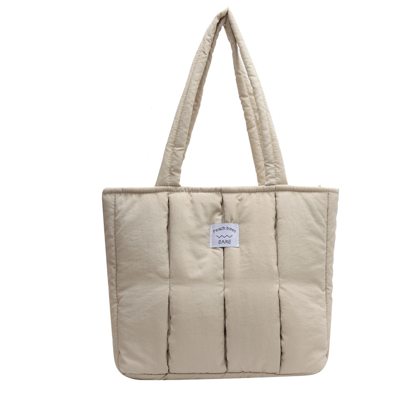 ELACCENT Women's Wallet Cotton-filled Tote Bag Female College Student Shoulder Bag Work Commuting Handheld Large Bag Nylon Cloth Bag