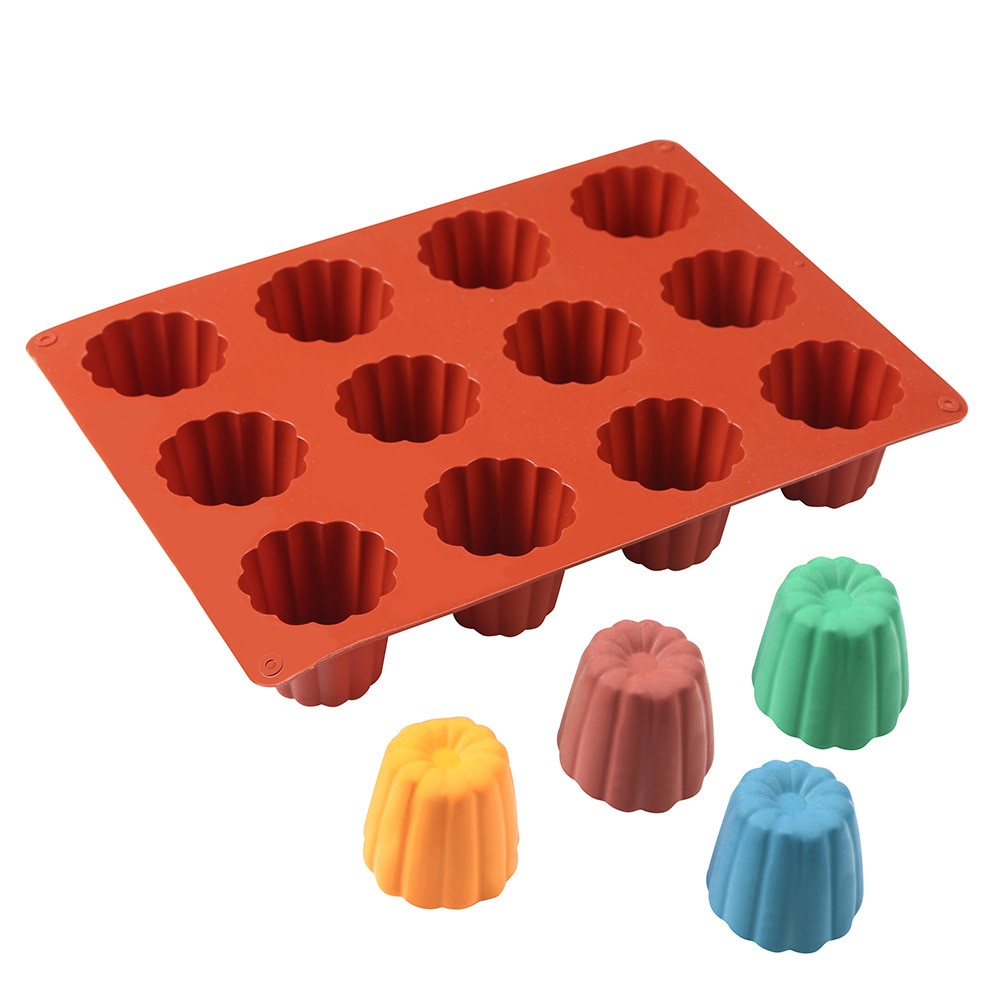 Canele Mold Silicone Canneles Mold Rectangular Spiral Donuts Round Flat Love Heart Shape Cake Silicone Baking Pan