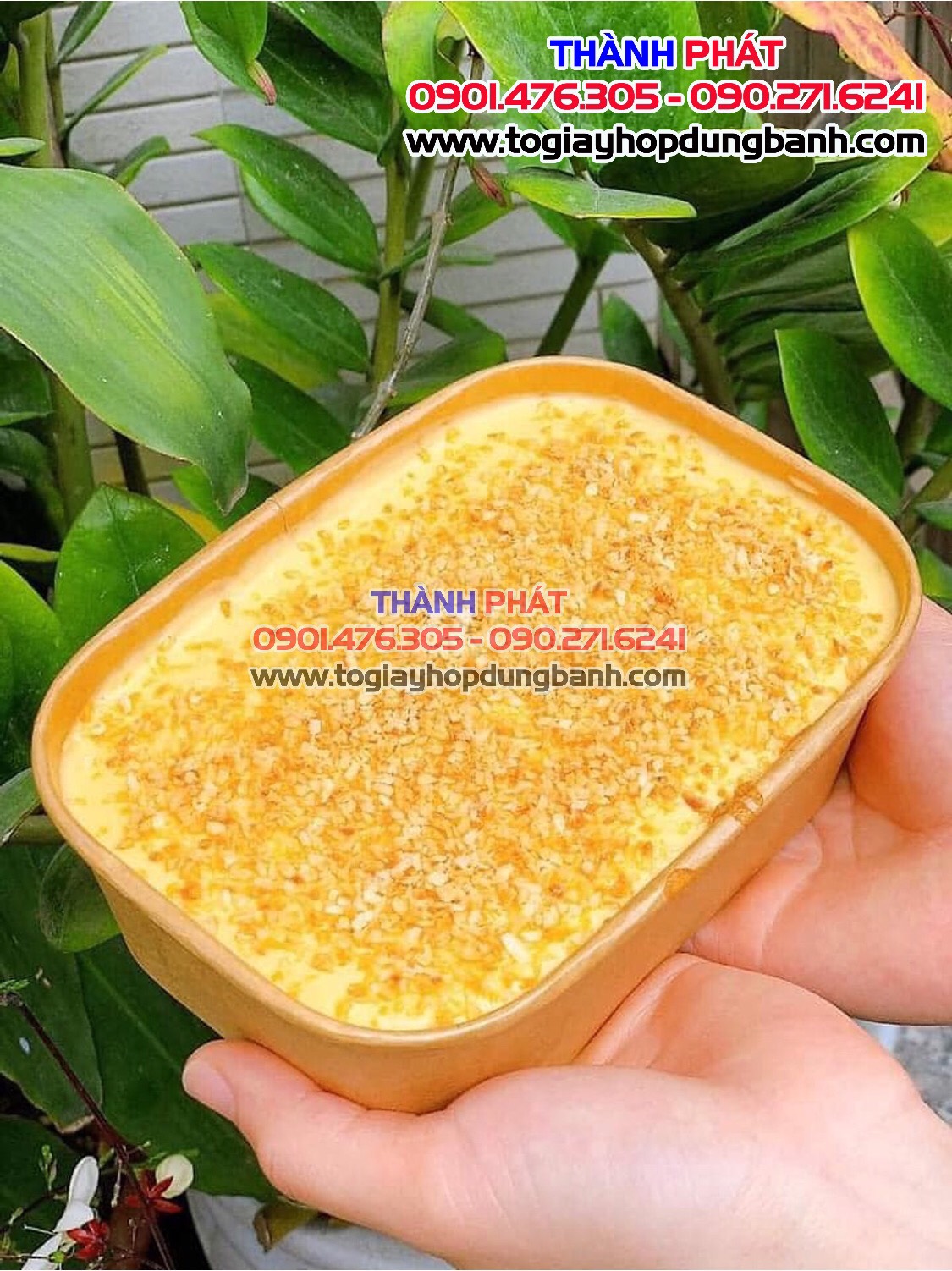 50 Hộp giấy bento chữ nhật 750ml đựng cơm - Hộp bento giấy đựng bông lan nướng - Hộp giấy chữ nhật đựng thức ăn mang đi