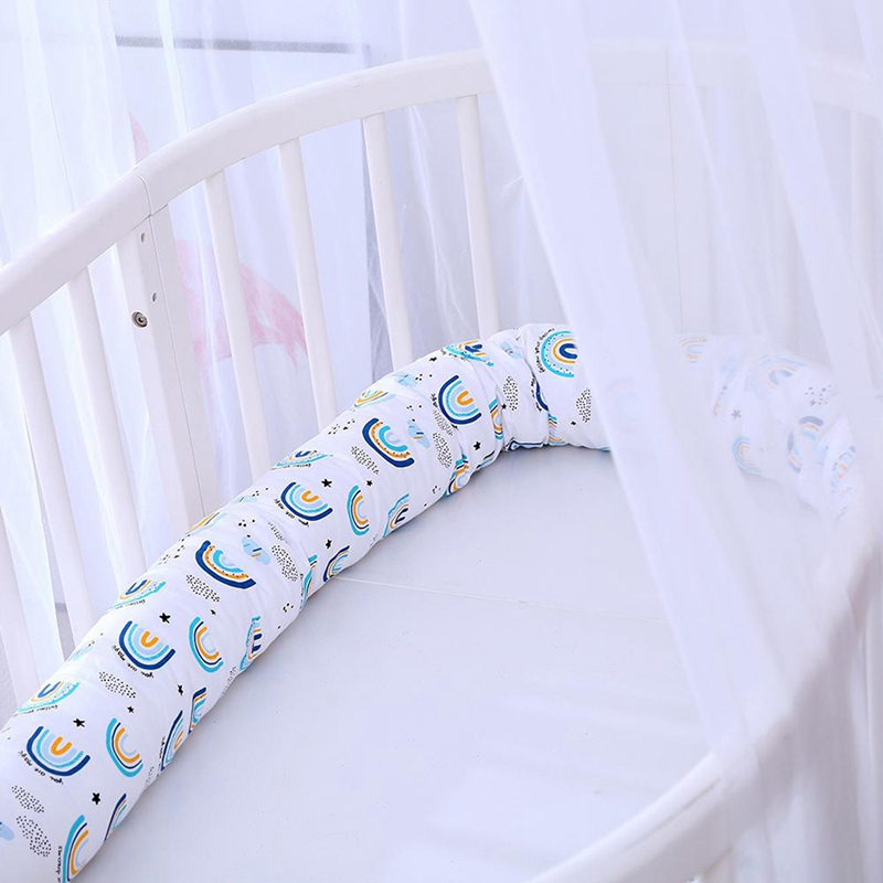 Baby Crib Bumper Pads Washable Newborn Cradle Protective Long Rainbow
