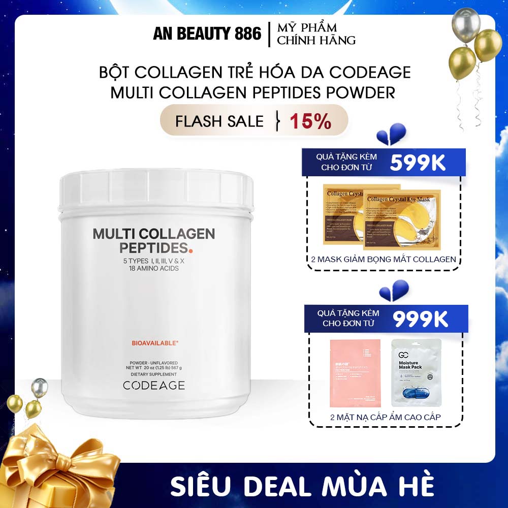 Bột collagen tổng hợp hỗ trợ trẻ hóa da Codeage Hydrolyzed Multi Collagen Peptides 567g