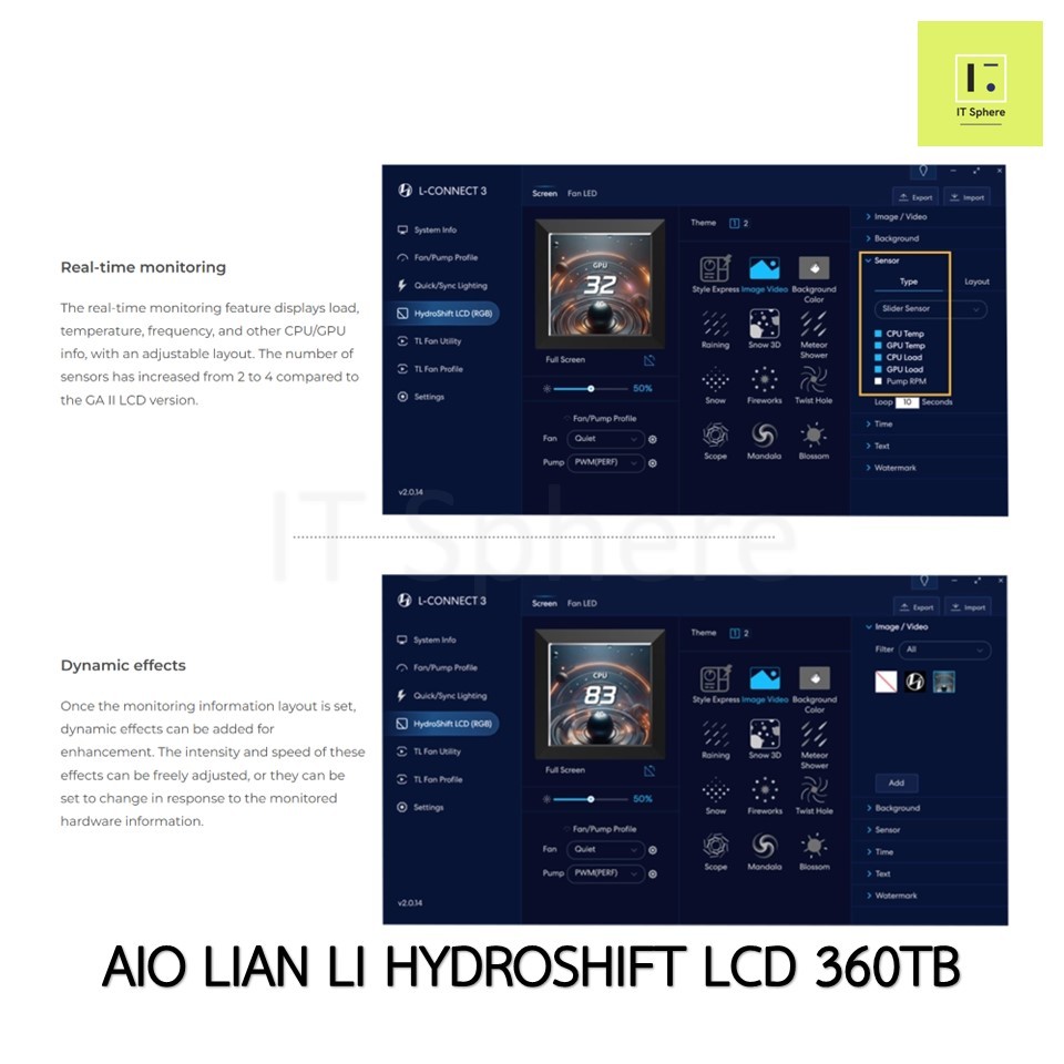 Lian Li Color Shift Tutorial LCD AIO LIAN LI HYDRO SHIFT 360TL BLACK สีดำ LGA1700 AM4 AM5 3 ตอน ชุด ...