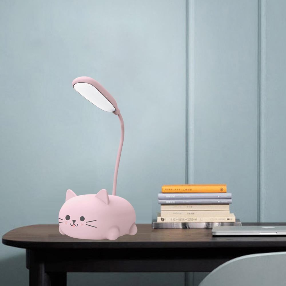 【New Arrival】USB Student Learning Light Foldable Cute Cat Portable Lamp Rechargeable 400mAh Adjustable Gooseneck Kids Gifts for Bedroom Office