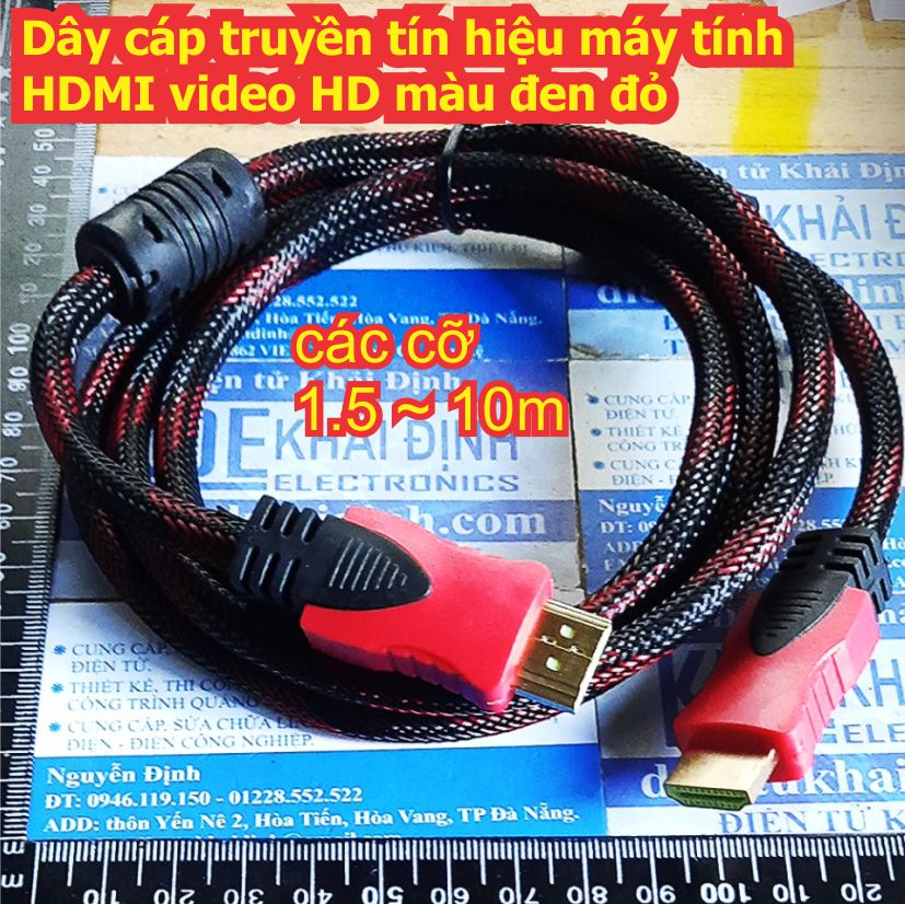 Dây cáp truyền tín hiệu máy tính hdmi video hd màu đen đỏ dài 1.5m ~ 10m kde1673