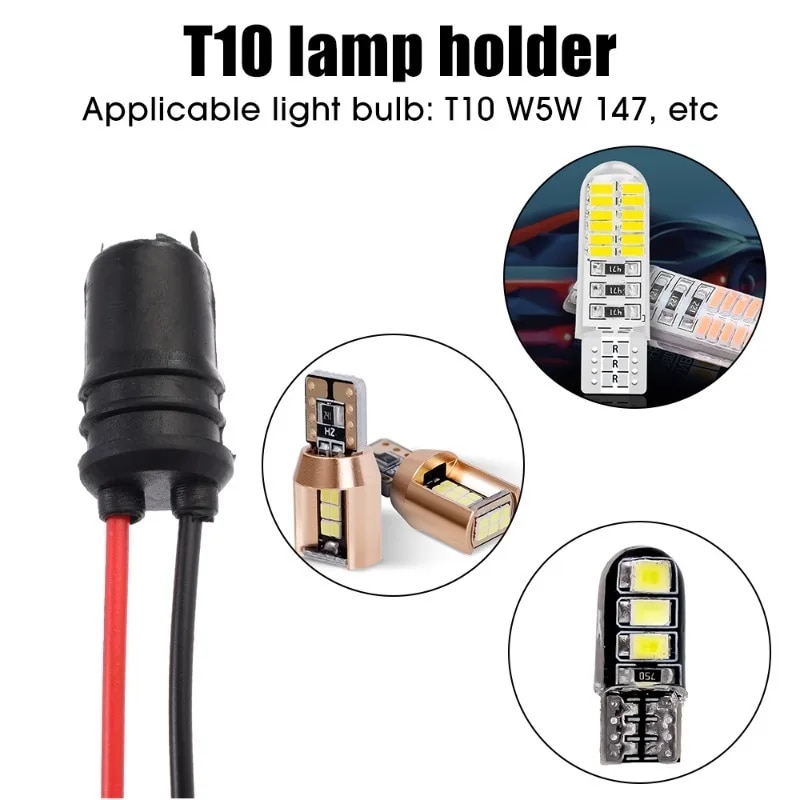 1-10pcs T10 W5W Car Light Bulb Socket Connector Bracket Wedge Base Light Bulb Plug Expansion Bulb Base with Wire