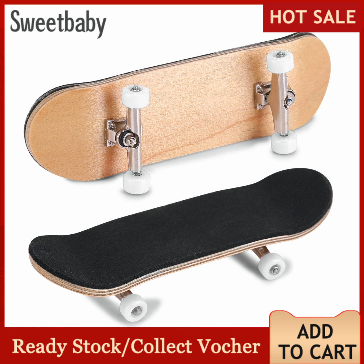 1Pc Maple Wooden+Alloy Fingerboard Finger Skateboards With Box Reduce Pressure Gifts (White)