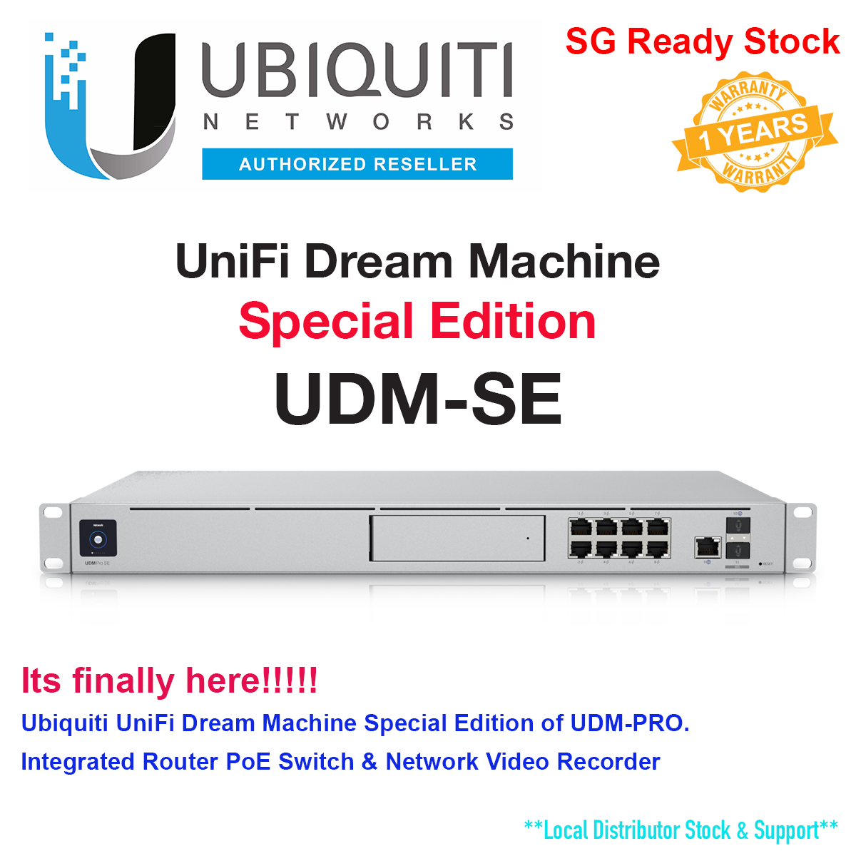 Ubiquiti UniFi Dream Machine Special Edition UDM-SE Special Edition of  UDM-PRO. Integrated Router PoE Switch  Network Video Recorder NVR UBNT  Year Local Warranty Lazada Singapore