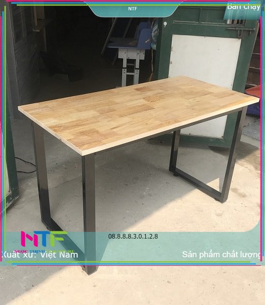 Bàn gỗ chân gấp xếp cao (60×120×75Cm)