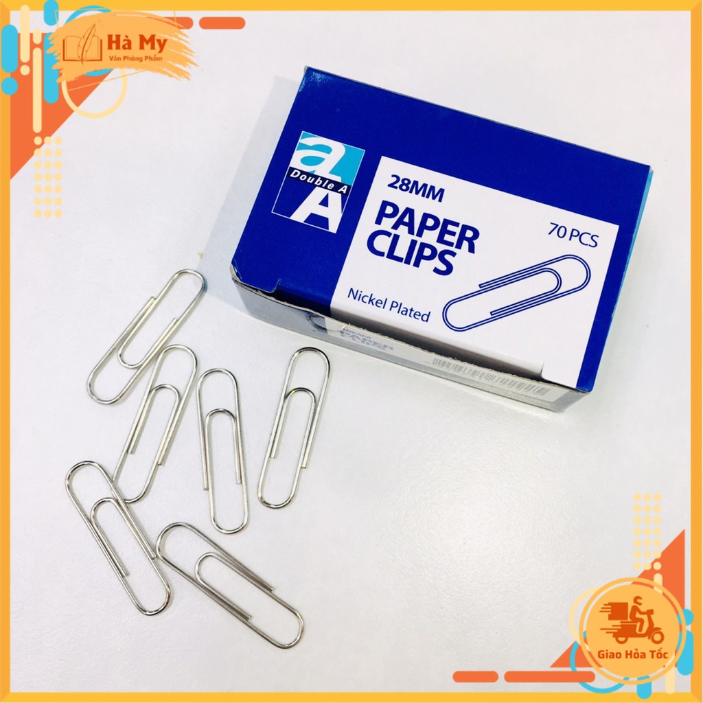 Kẹp Giấy Đầu Tròn Double A 28mm, Niken Bóng Chống Gỉ, Bền, Kẹp Chắc Chắn