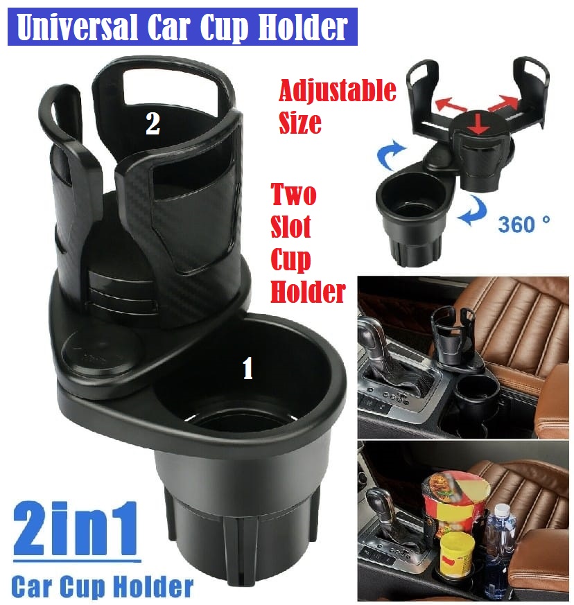 Car Cup Holder Drink Holder Double Cup Adjustable Expander Auto Drink Holder 360° Rotating Car