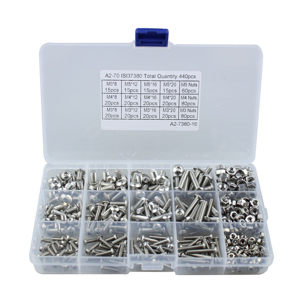M3 M4 M5 Hex Button Socket Head Cap Screw Nut Hexagon Metric Thread Machine Bolt Assortment Kit Set 304 Stainless Steel