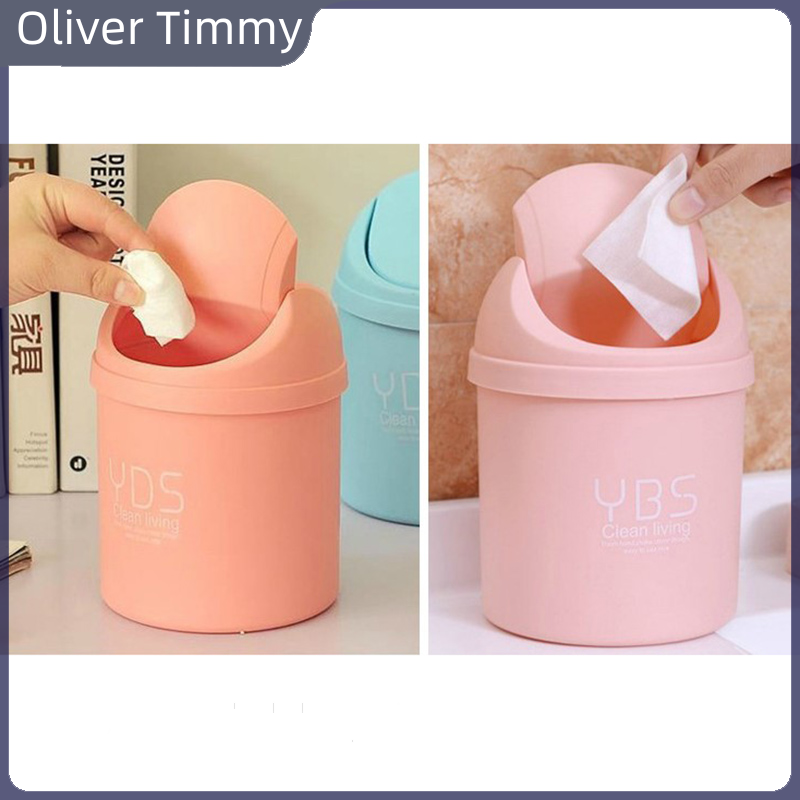 [Oliver Timmy] Desktop Mini Waste Bin Small Trash Can Household With Bins Desk Storage