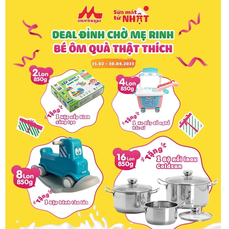 Combo 2 hộp sữa Morinaga số 1 850g Mẫu Mới (NK chính hãng, date 2025)
