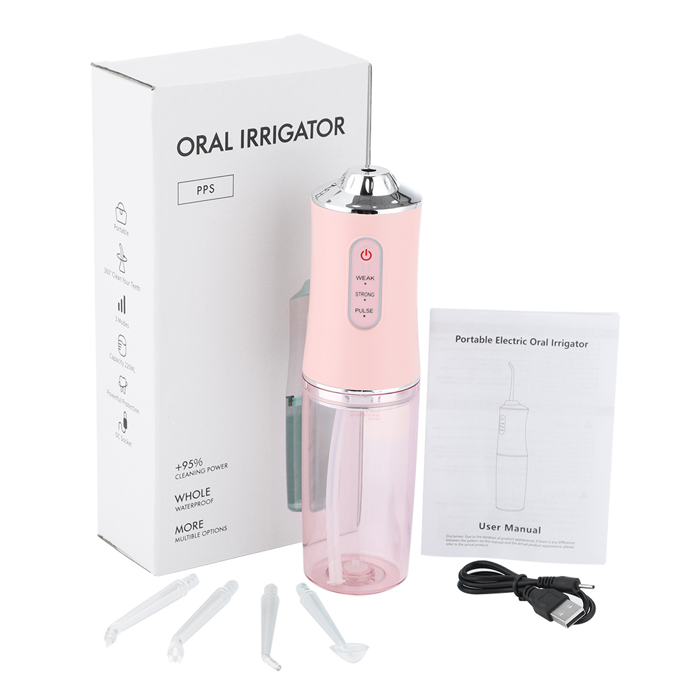 Dearbeauty Portable Household Electric Tooth Flusher With Four Nozzle Oral Irrigator Water Spray Toothpick 1400RPM 3 Modes Tooth Cleaner Toothbrush Oral Hygiene Cleaner