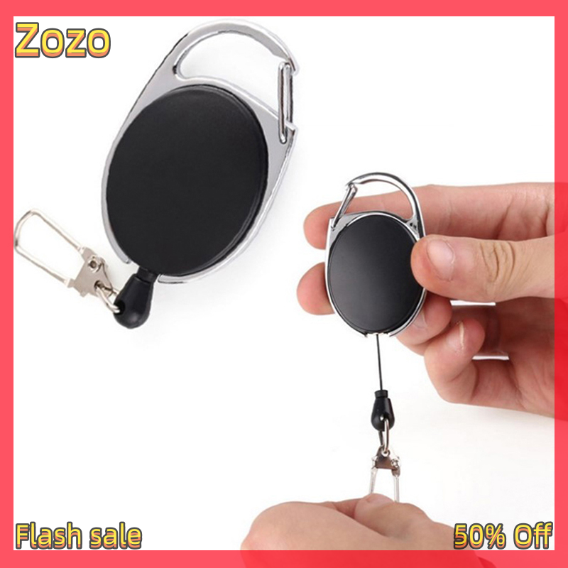 Zozo ✨Ready Stock✨ Black Retractable Pull Key Ring ID Badge Lanyard Name Tag Card Holder