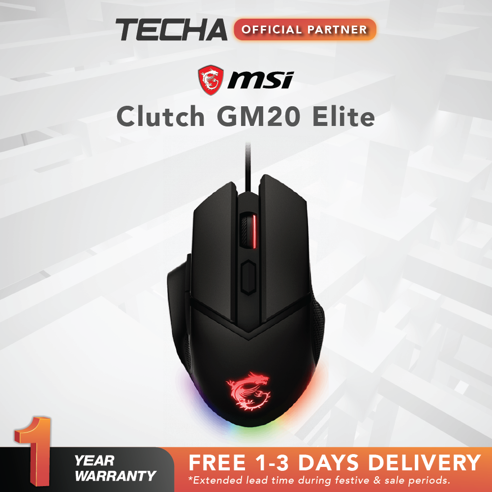 MSI CLUTCH GM20 ELITE RGB Mystic Light 6400 DPI Wired Gaming