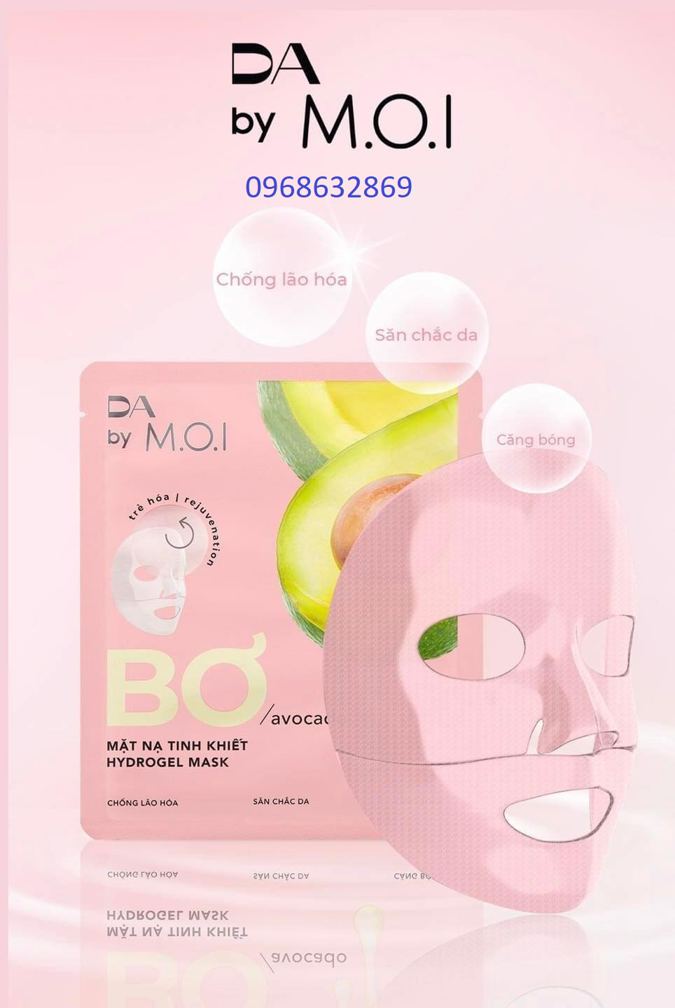 Mặt nạ bơ tinh khiết Hydrogel DA BY M.O.I (Hộp 3 miếng)