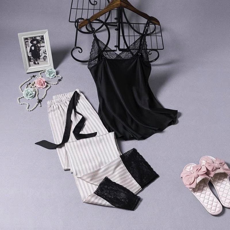 READY STOCK Victoria Secret 2pcs set Silk Satin Pyjamas Pajamas