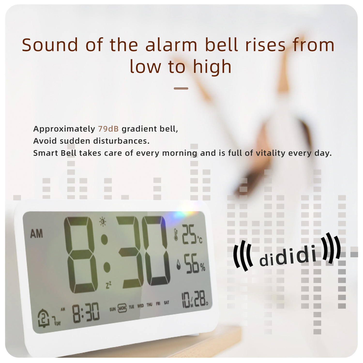 Large Display Smart Clock with Night Light with Thermometers Hygrometer Silent Electronic Clock Smart Digital Alarm Clock