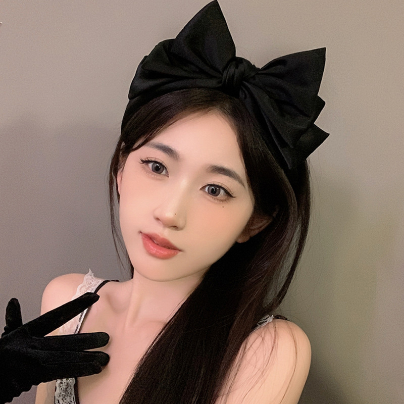 Sweet Black Bow Knot Hairband Temperament Elegant Headband For Women Korean Style Fashion Headdress Girls Hair Accessories. 