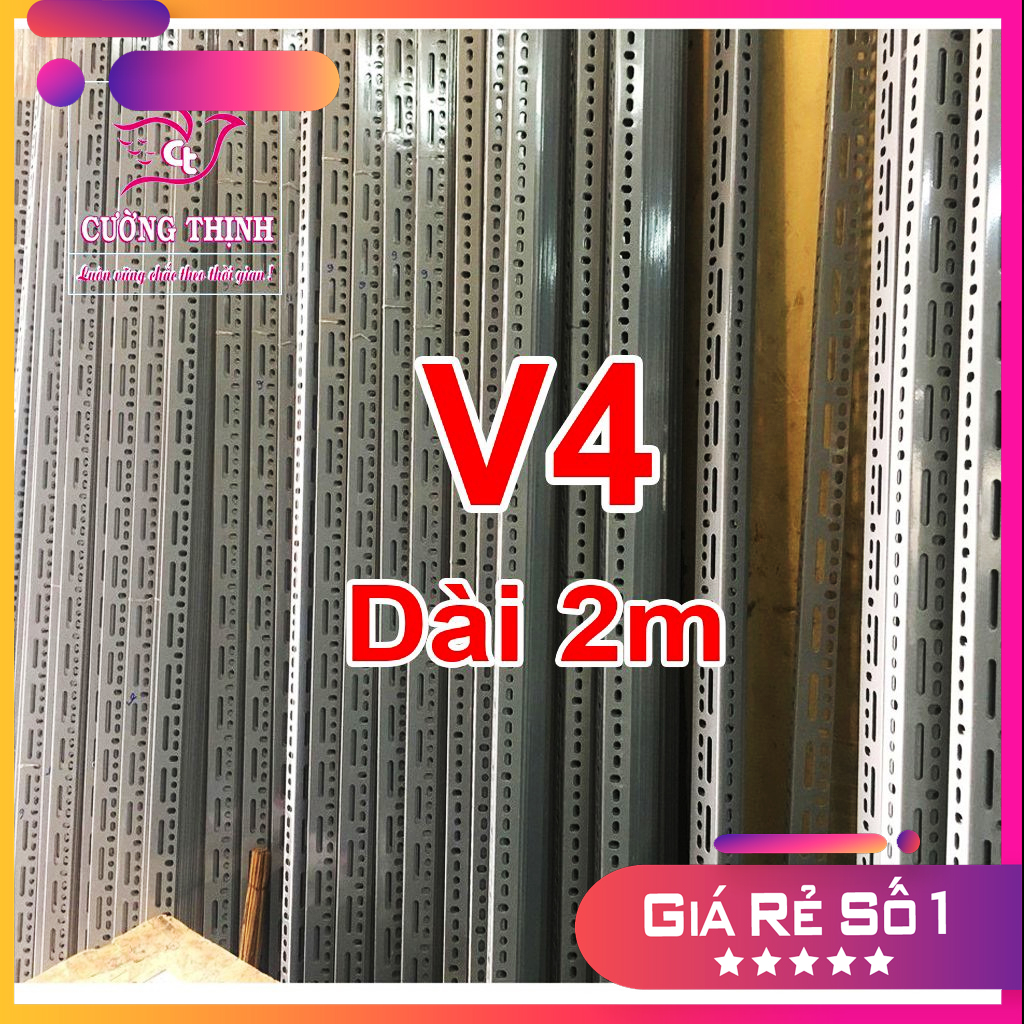 Sắt v lỗ v4 dài 1m8, dày 1,6mm | lắp ráp kệ sắt đa năng, kệ sắt v lỗ sơn tĩnh điện