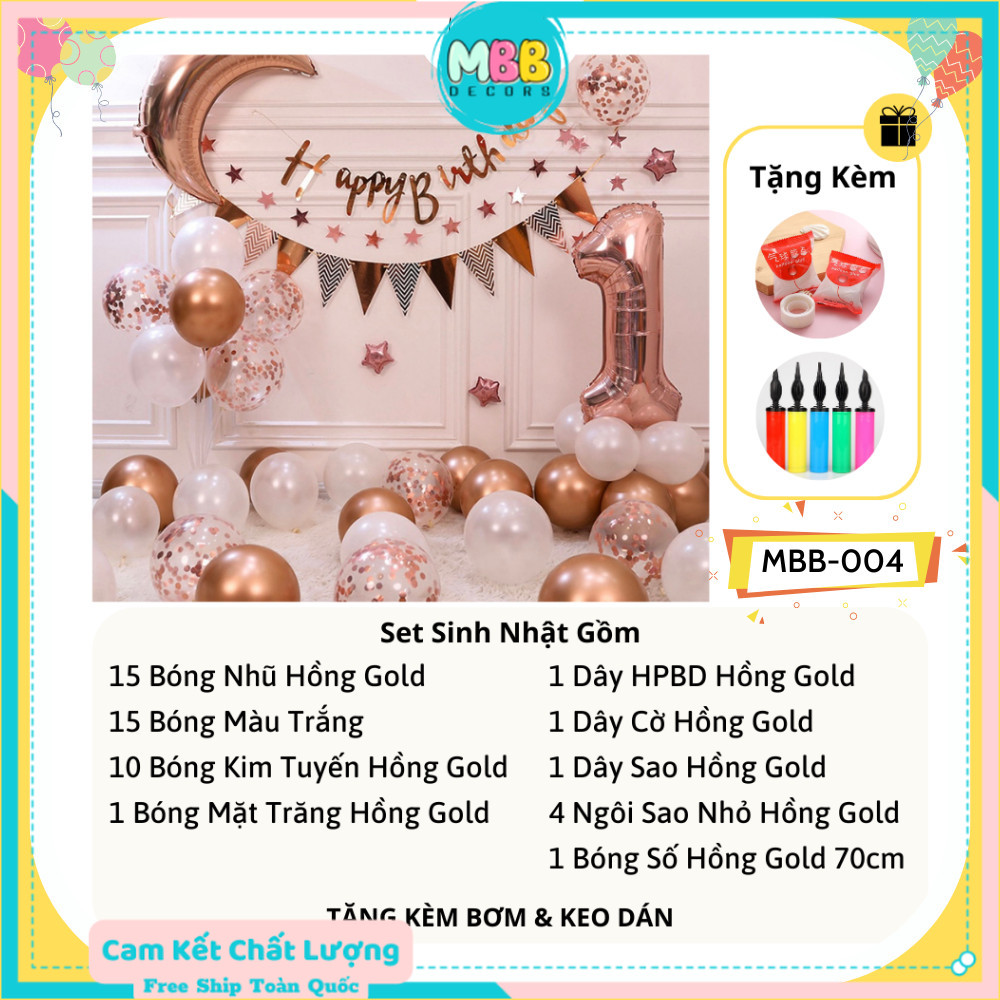 Tặng bơm băng keo - set trang trí sinh nhật, combo trang trí sinh nhật thôi nôi trang trí tiệc thôi nôi sinh nhật đơn giản tại nhà - mbbdecor ️️