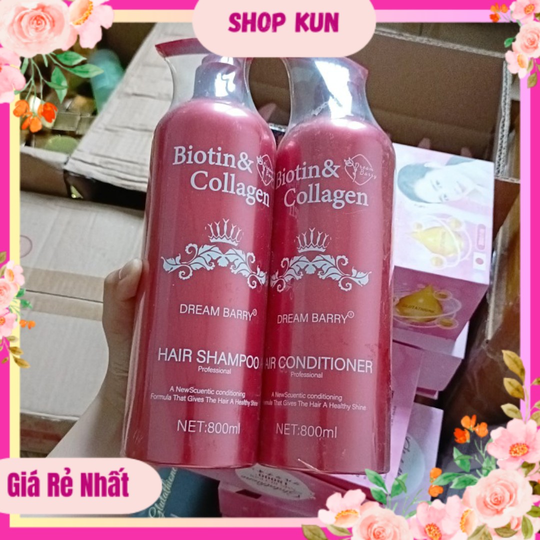 Cặp dầu gội xả biotin & collaggen mẫu mới màu đỏ 800mlx2 mềm mượt phục hồi tóc hư tổn , tóc chắc khỏe , suông mượt