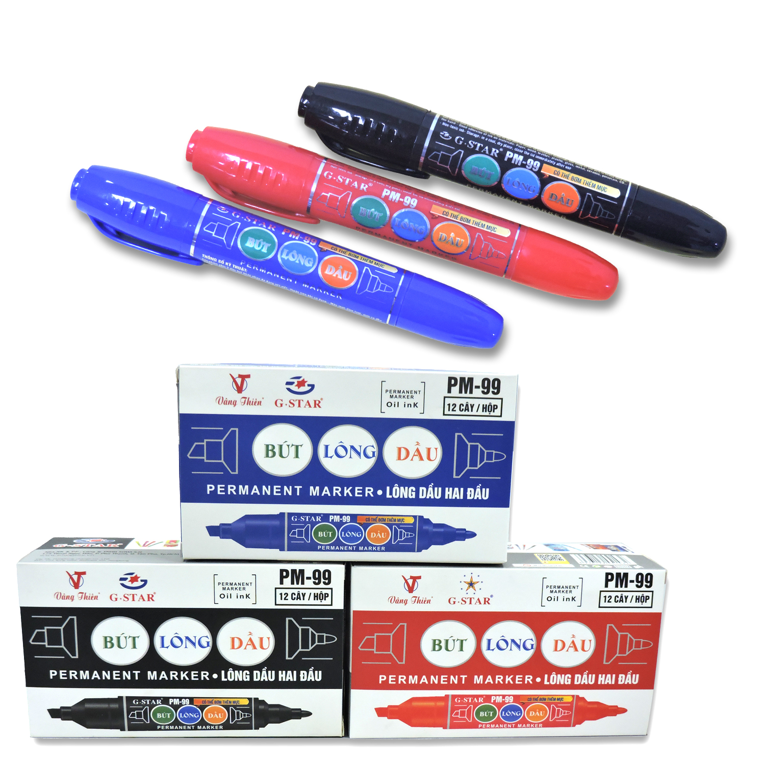 Bút Lông Dầu 2 Đầu PM99 G-Star ( Xanh, Đỏ, Đen) - 1 Cây