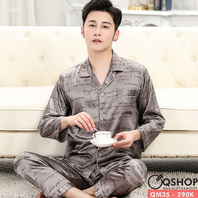 Đồ ngủ pijama nam cao cấp lụa satin mềm mịn qshop qm35 z
