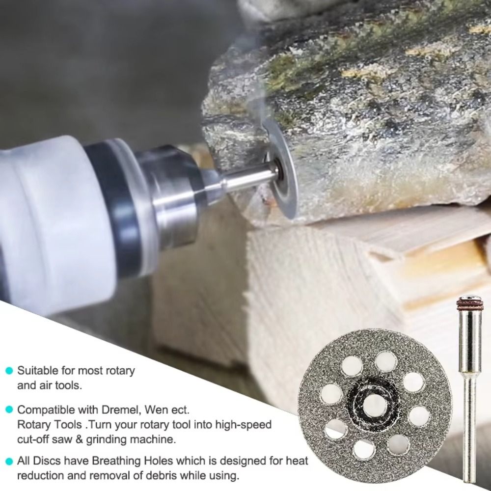 12Pcs Durable 22mm Diameter Diamond Cutting Disc 3mm Aperture Mini Cutting Blade Set with Mandrel Grinding Wheel Metal Cutting. 