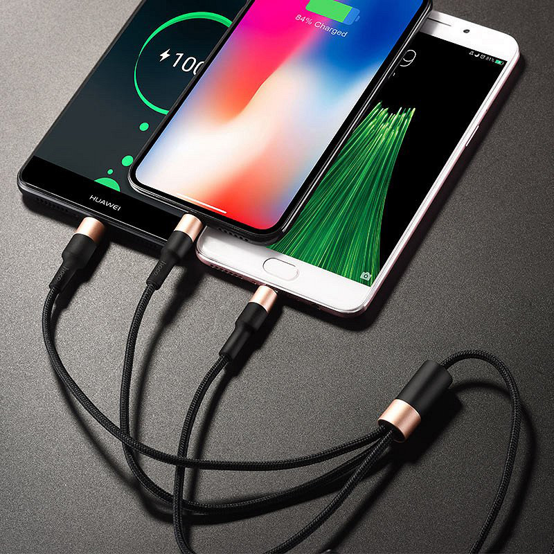 Cáp sạc Hoco X26 3 đầu iPhone - Micro - Type C dây dù chống đứt