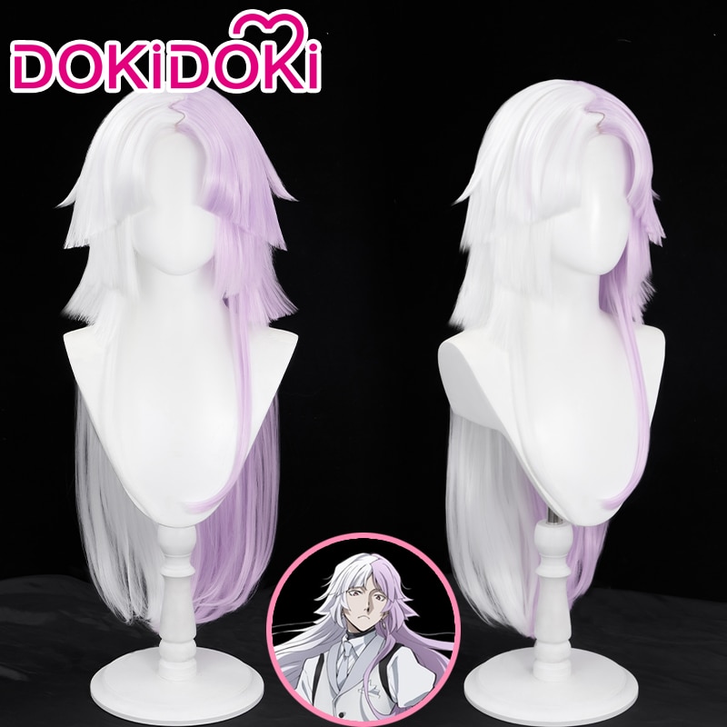 IN STOCK Sigma Wig Cosplay Anime Bungo Stray Dogs Dokidoki Cosplay White Purple Wig Heat Resistant Synthetic Sigma Earrings