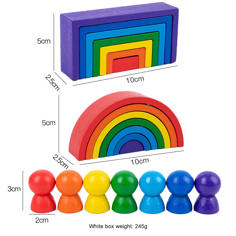 【Qian poem li Store】Stacker Kids Wooden Building Blocks Baby Toddler ...