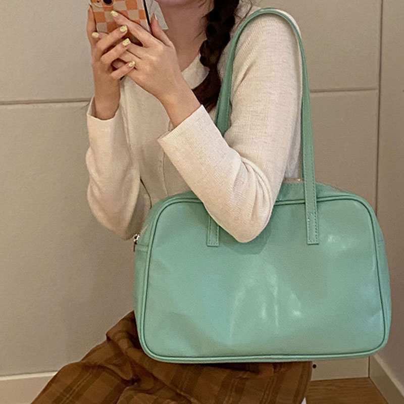 C & K Túi khoác vai dành cho nữ Preppy cặp mới phong cách khối lượng lớn Vai Túi màu trơn đa năng túi xách
