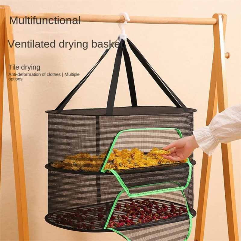Folding Food Drying Net Anti-mosquito Dry Rack For Herbs Hanging Basket Dryer Bag Mesh Drying Net For Vegetable Fruit Mushen. 