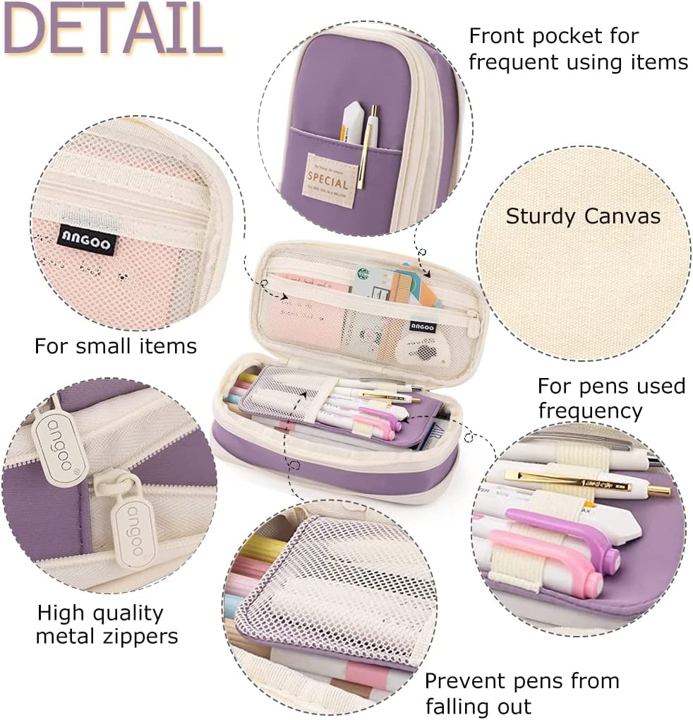 【Bestselling Product】 Large Capacity Double Layer Canvas Pencil Case for Students Box Office Student Pen Bag Stationery Back to School Supplies.
