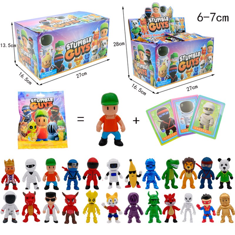 Dmspace Stumble Guys 24pcs Cartoon Figures and Cards Toys Statue Ornaments  PVC Decoration Model Collective Gift : : Toys