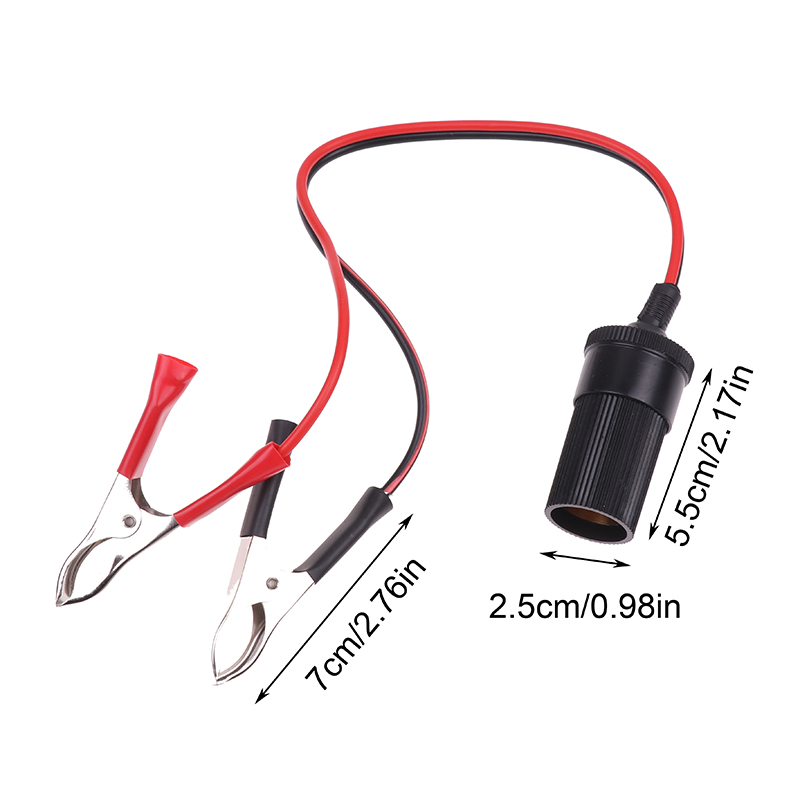 1Pc Power Car Cigarette Lighter Female To Alligator Clip Extension Connector To Terminal Clip-on Battery Adapter Auto Socket Creek. 
