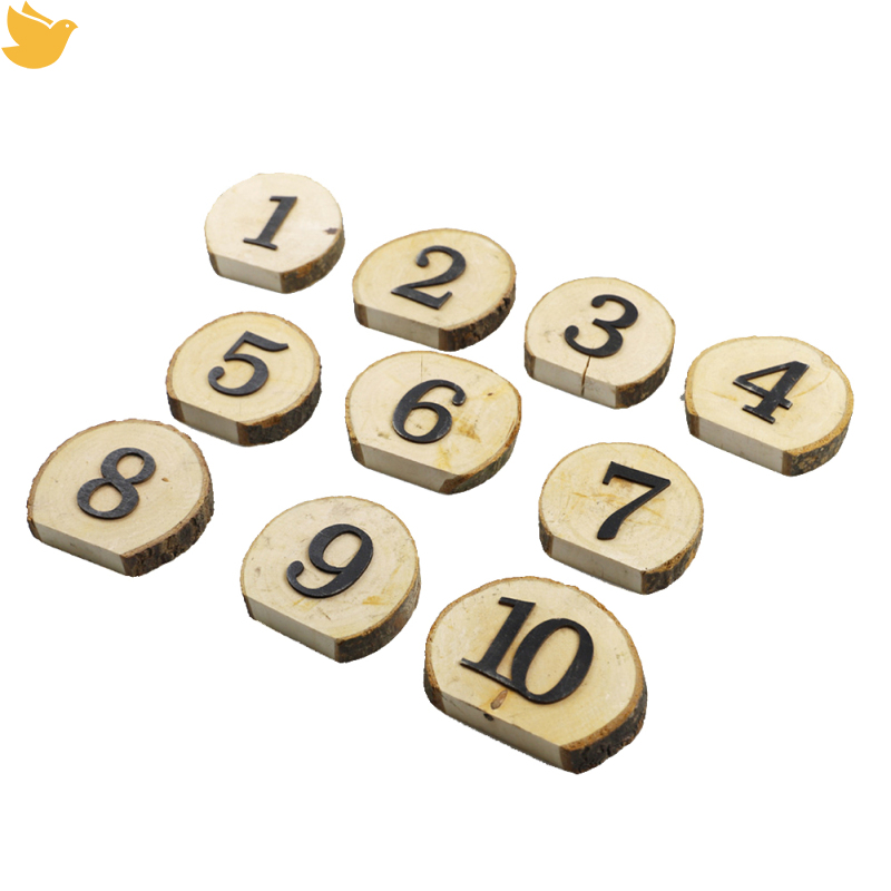 1-10 Digital Wooden Block Engraved Wedding Table Numbers Rustic Table Decor Ornaments